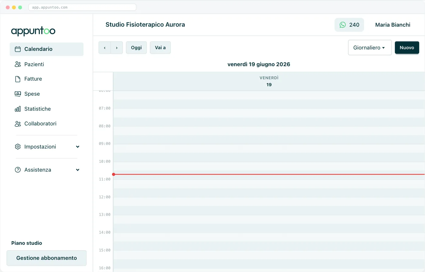 Appuntoo - Calendario settimanale con appuntamenti