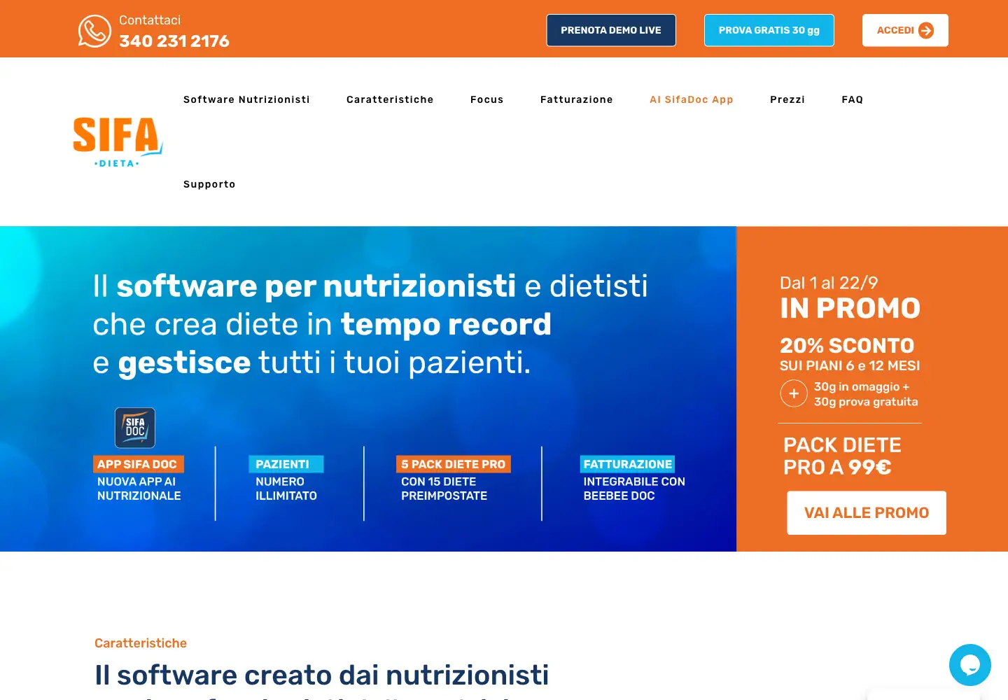 Homepage attuale SifaDieta